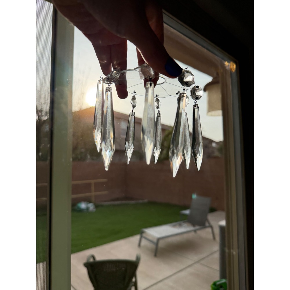 Clear Crystal Chandelier Suncatcher Prism Hanging Window Decor Whimsical Set 2